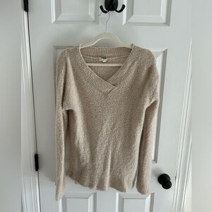 Anthropologie Cozy V-Neck Beige Sweater